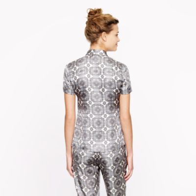 Collection silk popover in pewter paisley