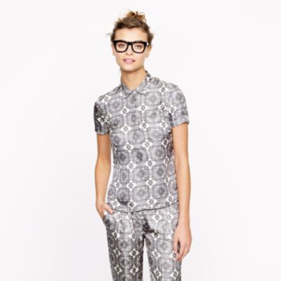 Collection silk popover in pewter paisley