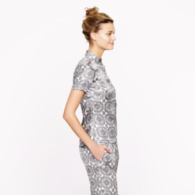 Collection silk popover in pewter paisley