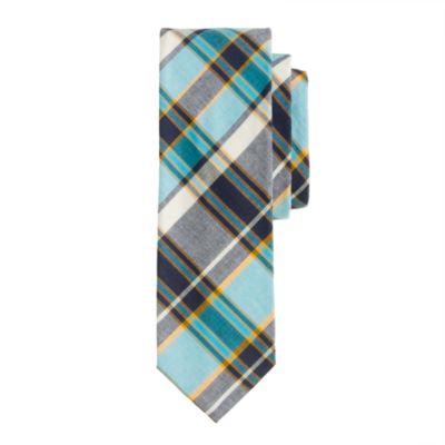Indian cotton tie in pacific plaid
