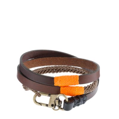 Caputo & Co. triple-wrap leather and waxed cord bracelet