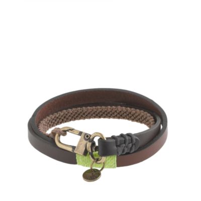 Caputo & Co. triple-wrap leather and waxed cord bracelet