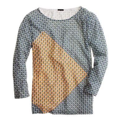 Abstract diamond three-quarter sleeve top
