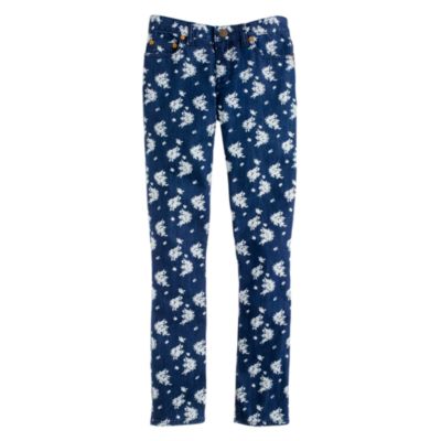 Cropped matchstick jean in indigo floral