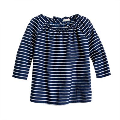Girls' gathered top in rope stripe