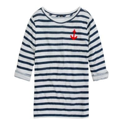 Elbow-sleeve tee in stripe with anchor