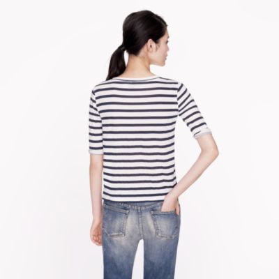 Elbow-sleeve tee in stripe with anchor