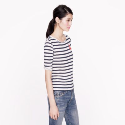 Elbow-sleeve tee in stripe with anchor