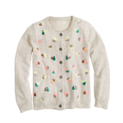 Girls' Caroline cardigan in sequin hearts