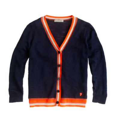 Girls' tipped neon V-neck cardigan