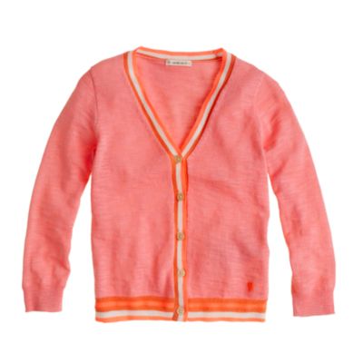 Girls' tipped neon V-neck cardigan