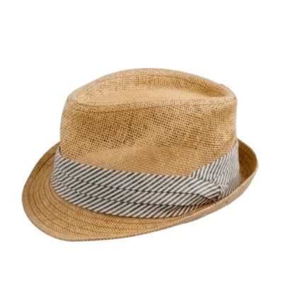 Straw chambray trilby hat