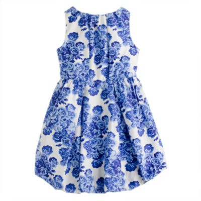Girls' poplin bubble dress in tea rose print