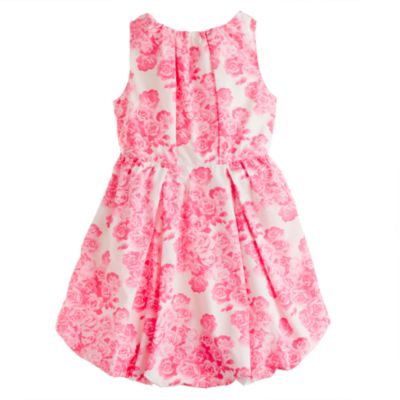 Girls' poplin bubble dress in tea rose print