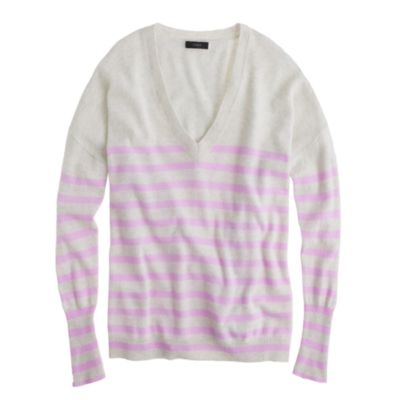 Collection cashmere boyfriend sweater in skinny stripe