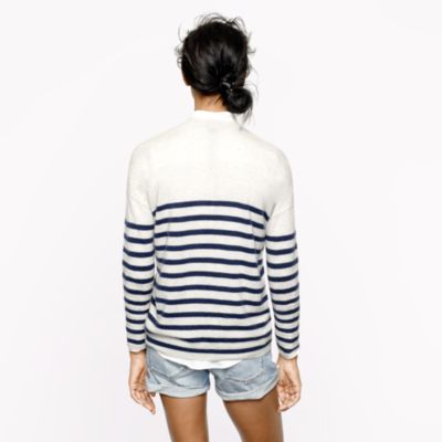 Collection cashmere boyfriend sweater in skinny stripe
