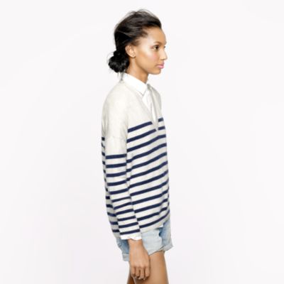 Collection cashmere boyfriend sweater in skinny stripe