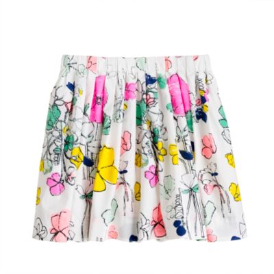 Girls' pull-on pleated skirt in floating floral
