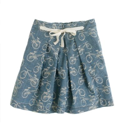 Girls' bicycle print chambray skirt