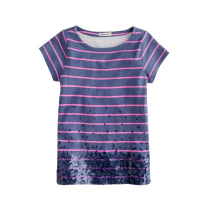 Girls' thin-stripe sequin tee