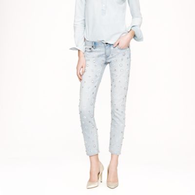 Collection beaded cropped matchstick jean