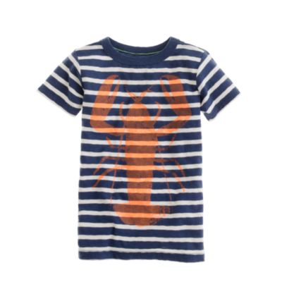 Boys' lobster tee in stickball stripe