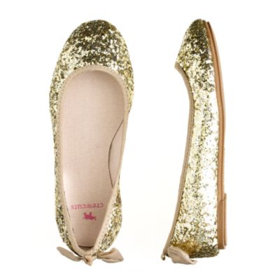 Girls' glitter bow ballet flats