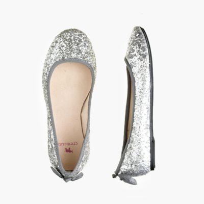 Girls' glitter bow ballet flats
