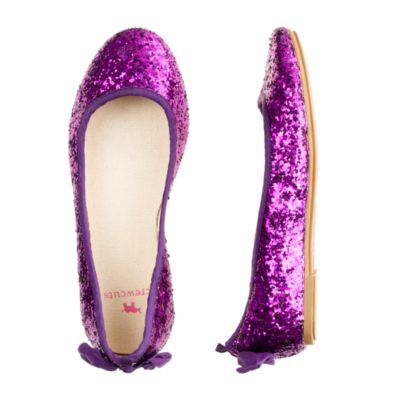 Girls' glitter bow ballet flats