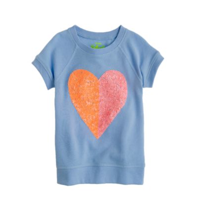 Girls' short-sleeve sequin heart sweatshirt