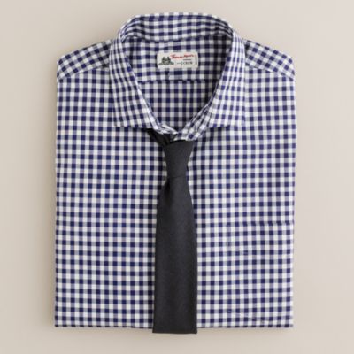 Thomas Mason&reg; for J.Crew spread-collar dress shirt in dark navy gingham