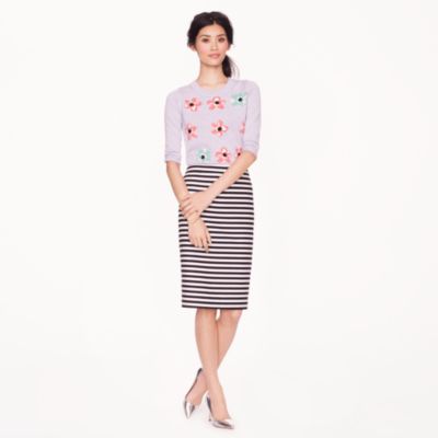 No. 2 pencil skirt in navy-white stripe