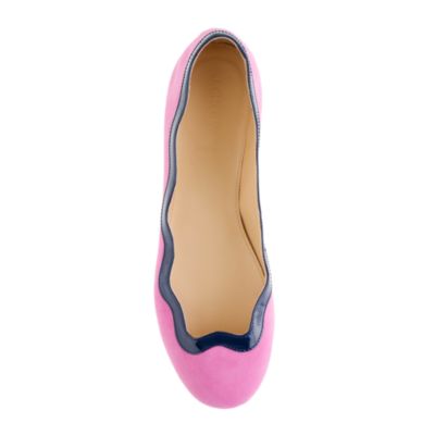 Scalloped suede ballet flats