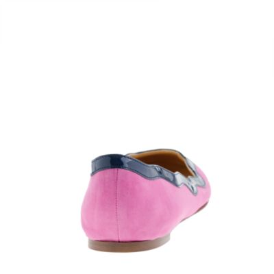 Scalloped suede ballet flats