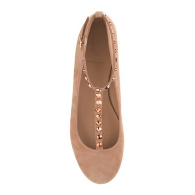 Collection rhinestone T-strap ballet flats