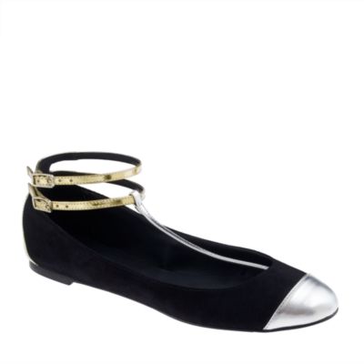 Colorblock T-strap ballet flats