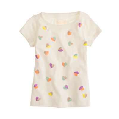 Girls' sequin hearts tee