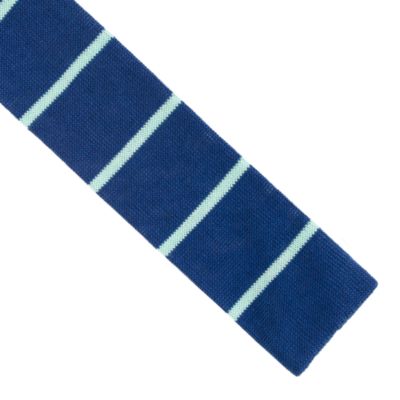Knit tie in turquoise stripe