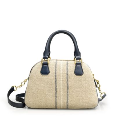 Biennial linen-leather medium satchel