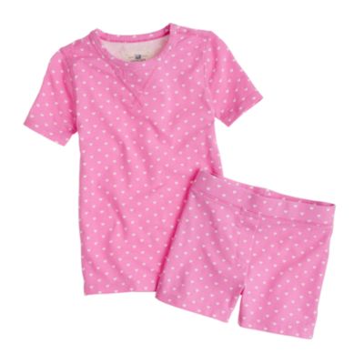 Girls' short-sleeve sleep set in tiny hearts