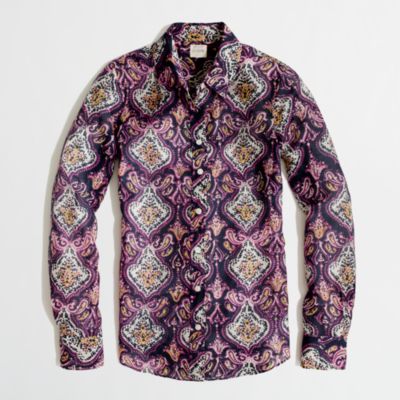 Factory printed classic button-down shirt in cotton-silk