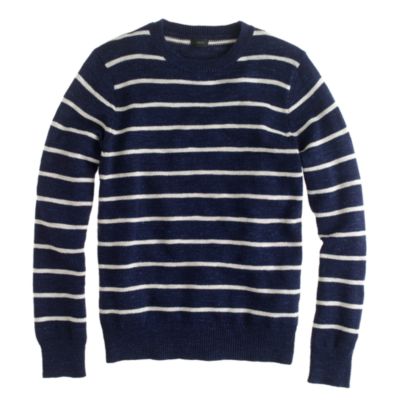 Cotton crewneck sweater in stripe