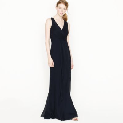 Evie long dress in silk chiffon
