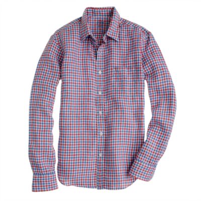 Slim Irish linen shirt in check