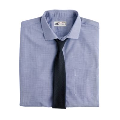 Thomas Mason&reg; fabric spread-collar dress shirt in mini-gingham