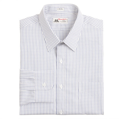   Mason® fabric point collar dress shirt in blue windowpane $135.00