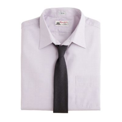Thomas Mason&reg; fabric point-collar dress shirt in mini-tattersall