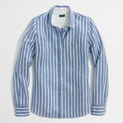 Factory stripe classic button-down shirt in linen
