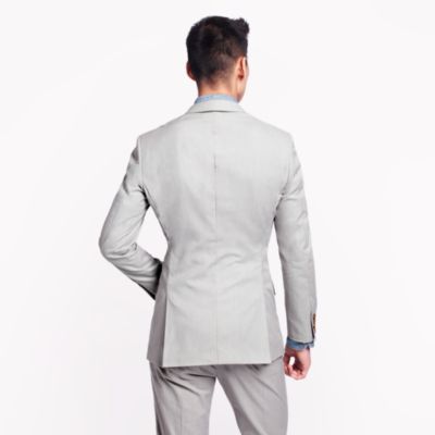 Ludlow suit jacket with double vent in fine-stripe cotton