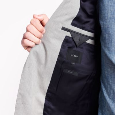 Ludlow suit jacket with double vent in fine-stripe cotton